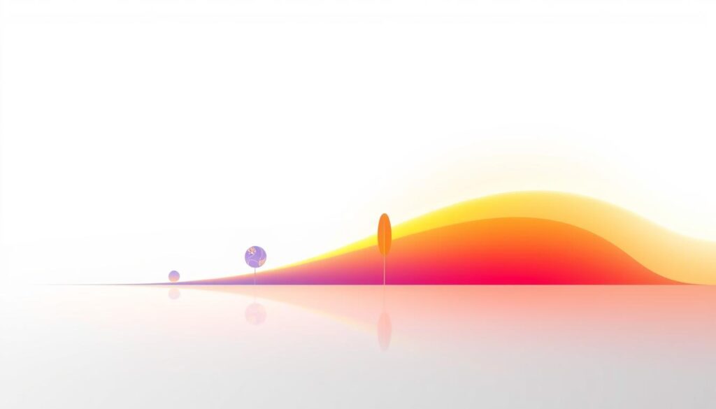 A dynamic, minimalist visual representation of the language proficiency spectrum. In the foreground, a sleek, abstract gradient flows from a muted, subdued palette at the left, representing beginner levels, to vibrant, saturated hues on the right, depicting advanced fluency. The middle ground features stylized, geometric shapes and forms that suggest the progressive stages of language mastery, each with a subtle, distinctive aesthetic. The background is a clean, white void, allowing the central elements to be the sole focus, conveyed through a sense of balance, harmony, and visual simplicity. Warm, soft lighting casts a gentle glow, creating depth and dimensionality. The overall composition evokes a sense of progression, growth, and the journey of language learning.